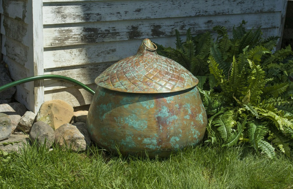 Plow & Hearth Copper Finish Acorn Hose Pot
