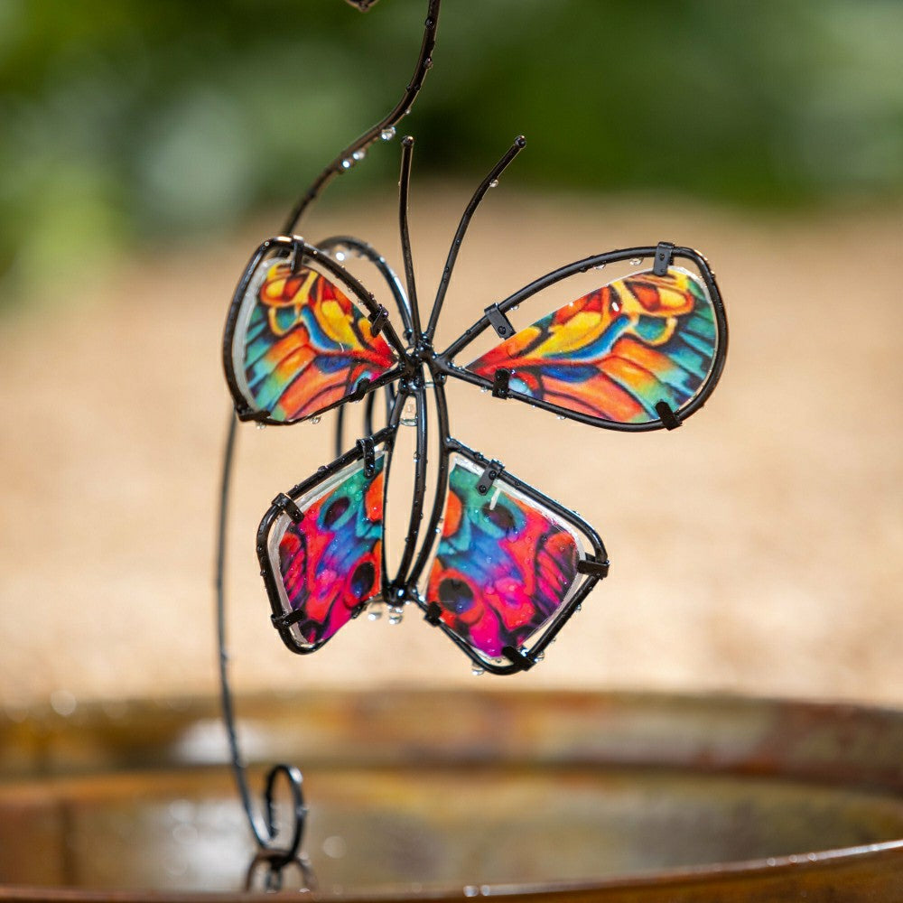 Plow & Hearth Cottage Garden Rain Chain, Metal & Glass Butterfly, 62"
