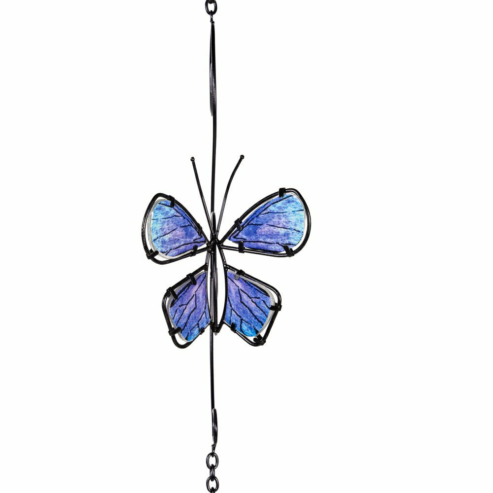 Plow & Hearth Cottage Garden Rain Chain, Metal & Glass Butterfly, 62"