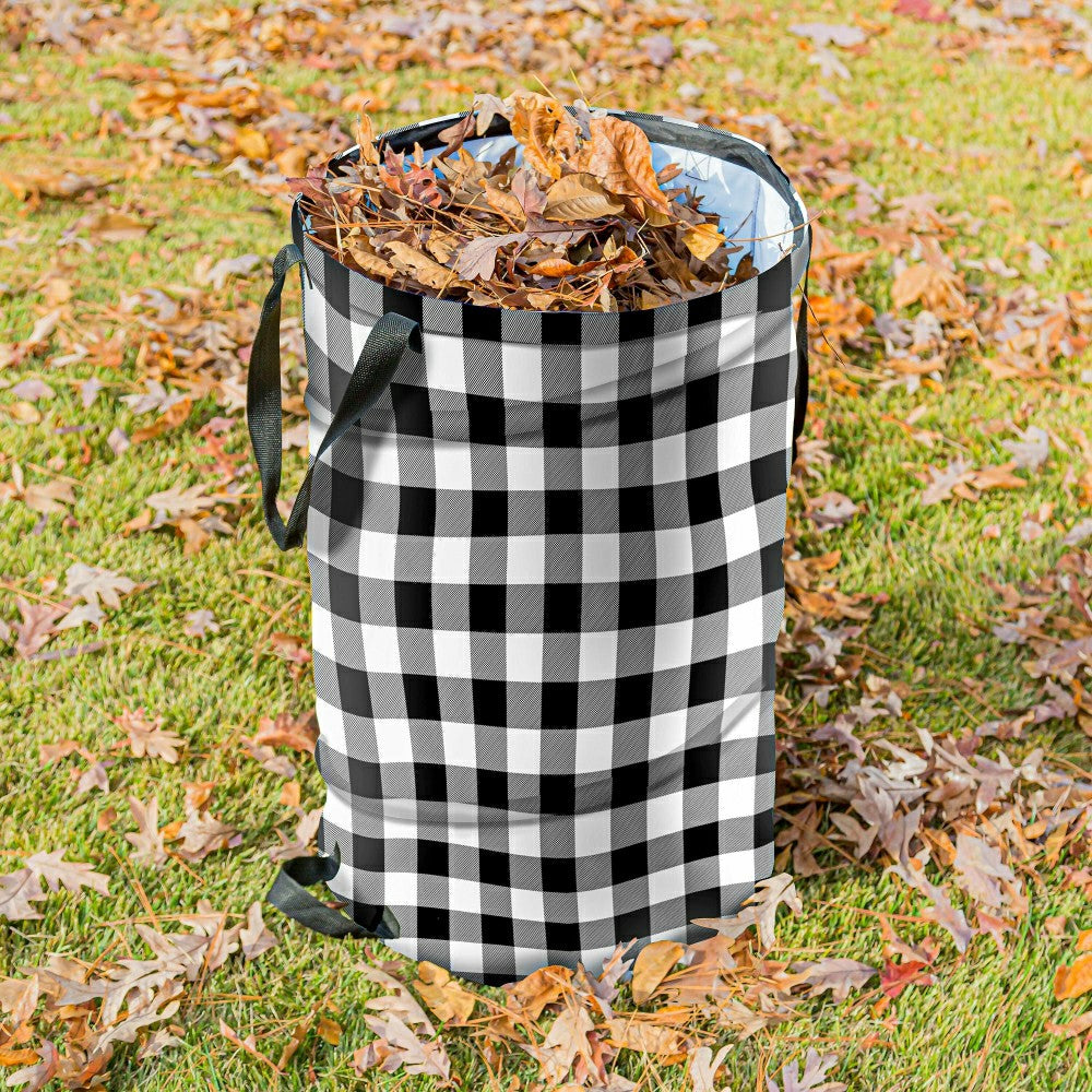 Plow & Hearth Black and White Buffalo Check Collapsible Yard Bag