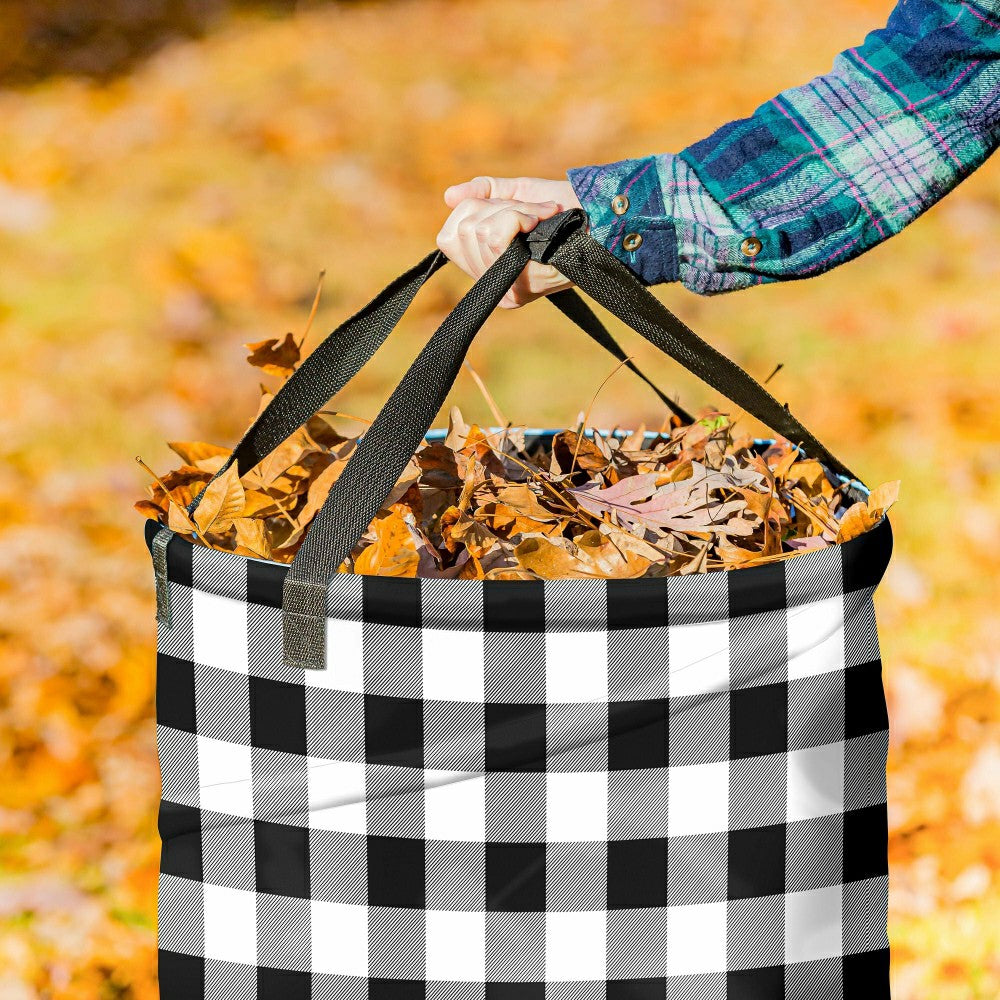 Plow & Hearth Black and White Buffalo Check Collapsible Yard Bag