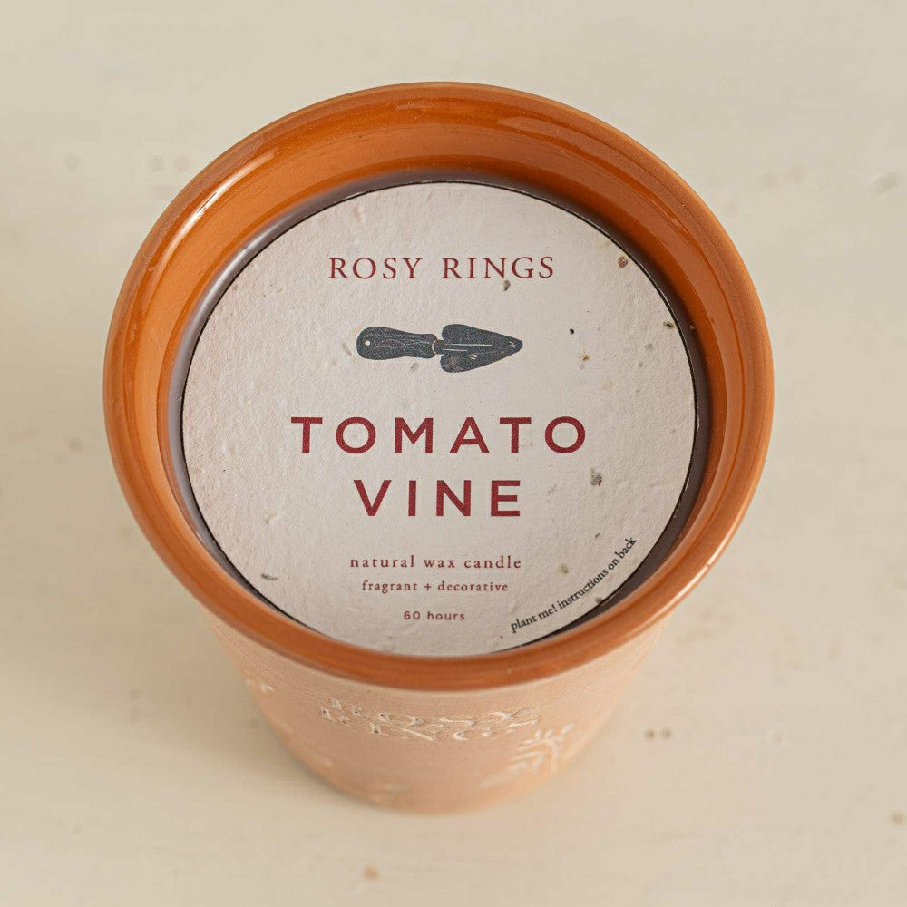 Plow & Hearth Tomato Vine Garden Pot Candle + Plantable Seed Paper Dust Covers