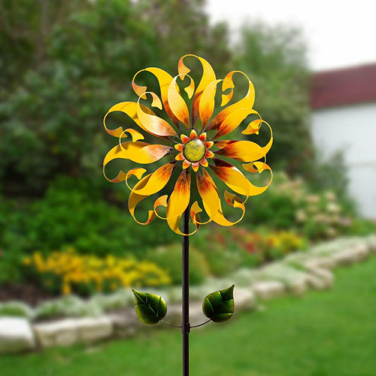 Plow & Hearth Sunflower Design Wind Spinner, 75" H