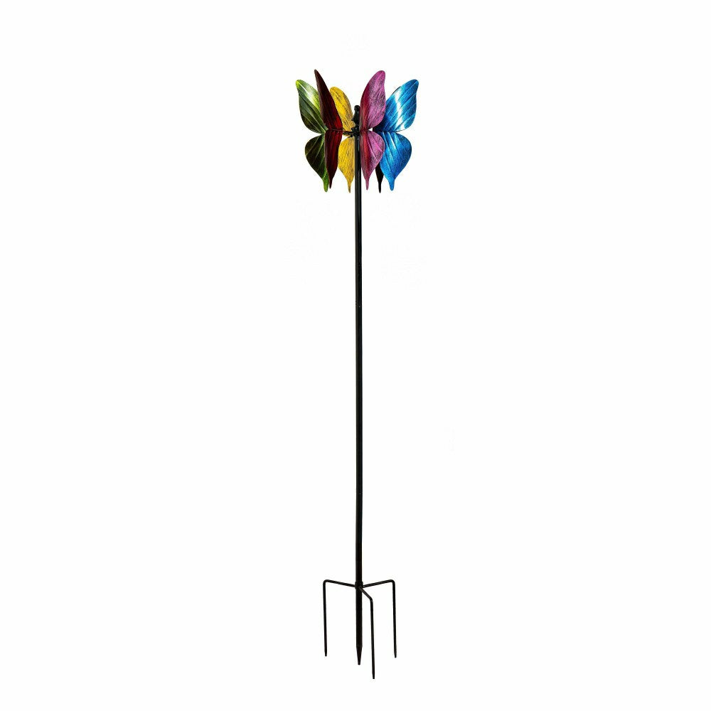 Plow & Hearth Colorful Butterfly Metal Wind Spinner, 65" H