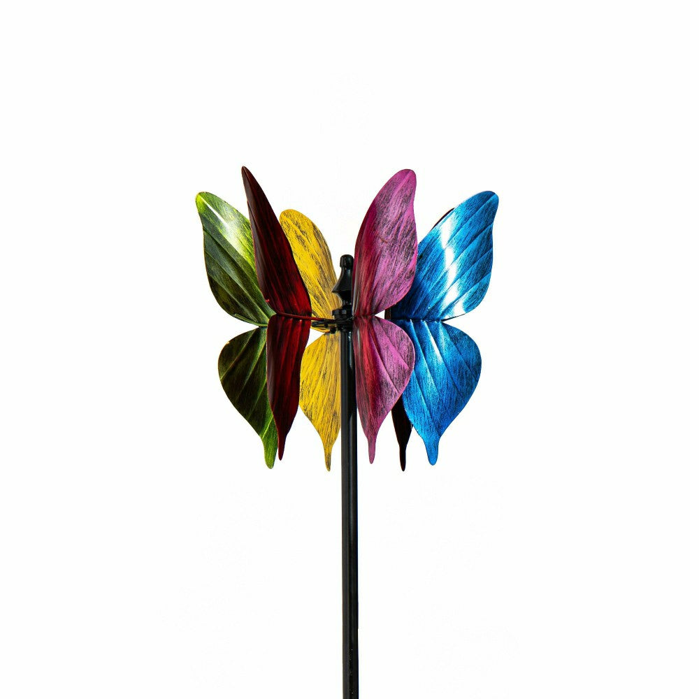 Plow & Hearth Colorful Butterfly Metal Wind Spinner, 65" H