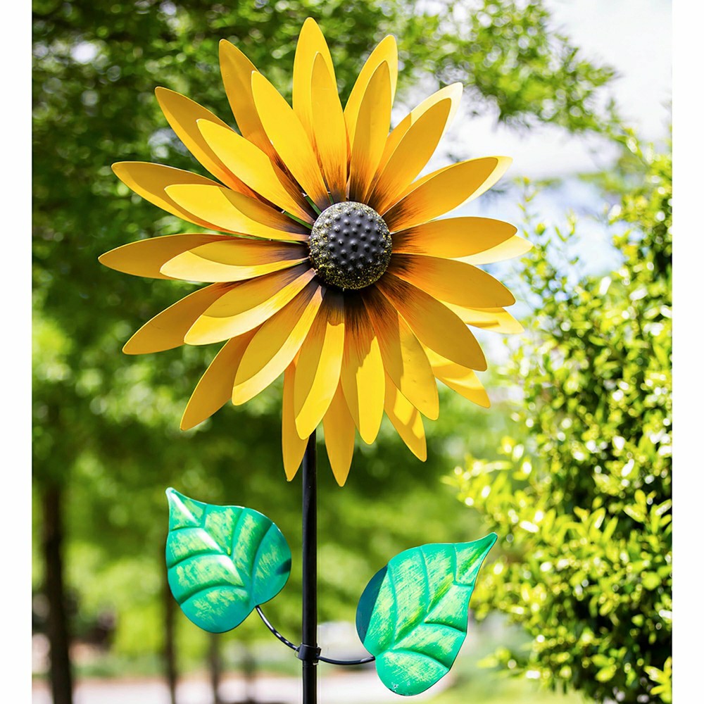 Plow & Hearth Sunflower Statement Wind Spinner, 75"H