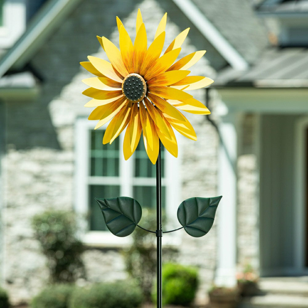 Plow & Hearth Sunflower Statement Wind Spinner, 75"H
