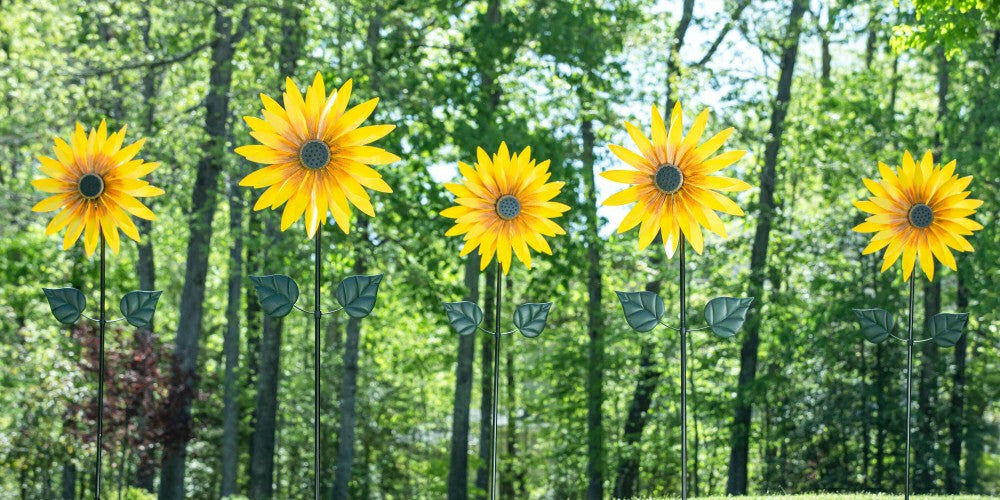 Plow & Hearth Sunflower Statement Wind Spinner, 75"H