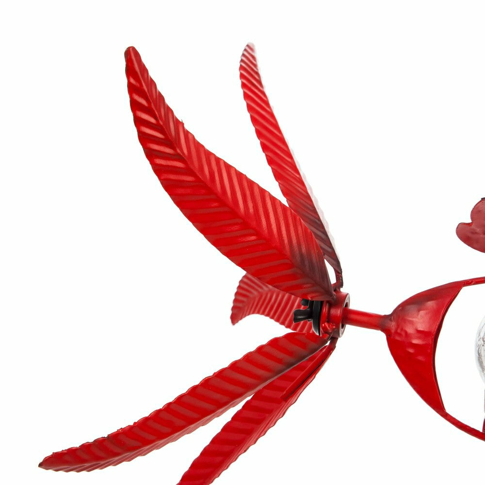 Plow & Hearth Memorial Mobile, Solar Cardinal Metal Wind Spinner with Glass Orb