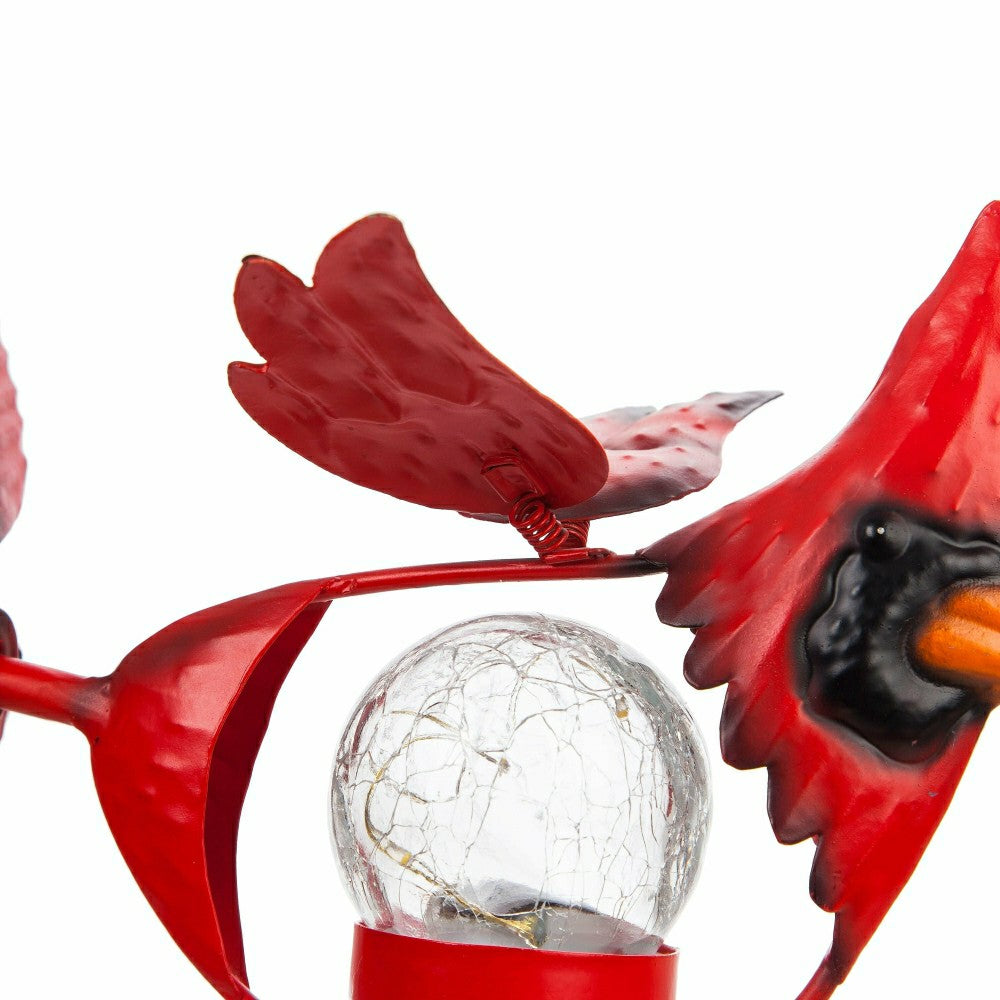 Plow & Hearth Memorial Mobile, Solar Cardinal Metal Wind Spinner with Glass Orb