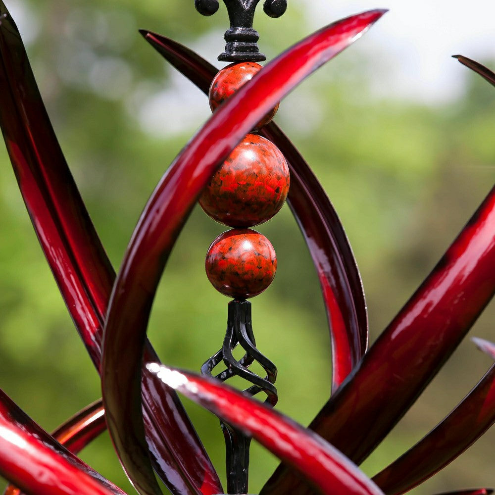 Plow & Hearth Crimson Lotus Metal Wind Spinner