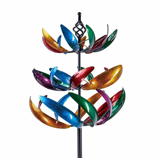 Plow & Hearth 84"H Three Tiered Wind Spinner, Multi-Colored