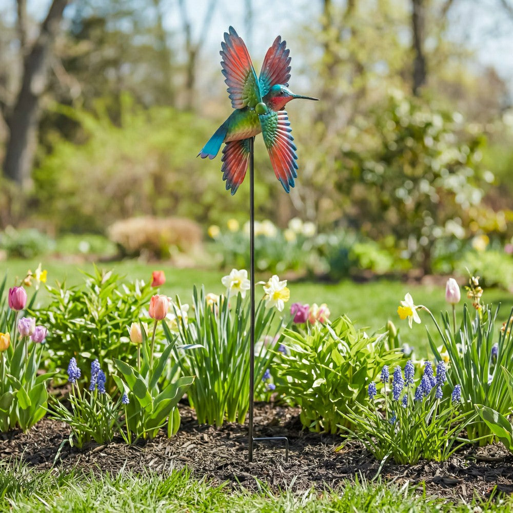 Plow & Hearth Metal Hummingbird Spinner Stake