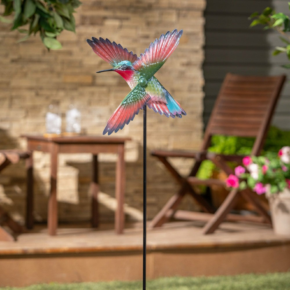 Plow & Hearth Metal Hummingbird Spinner Stake