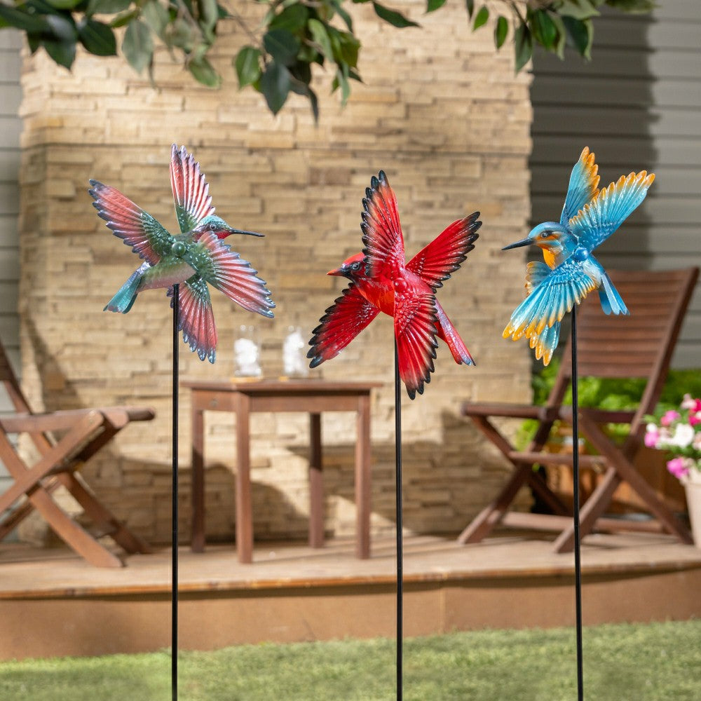 Plow & Hearth Metal Hummingbird Spinner Stake
