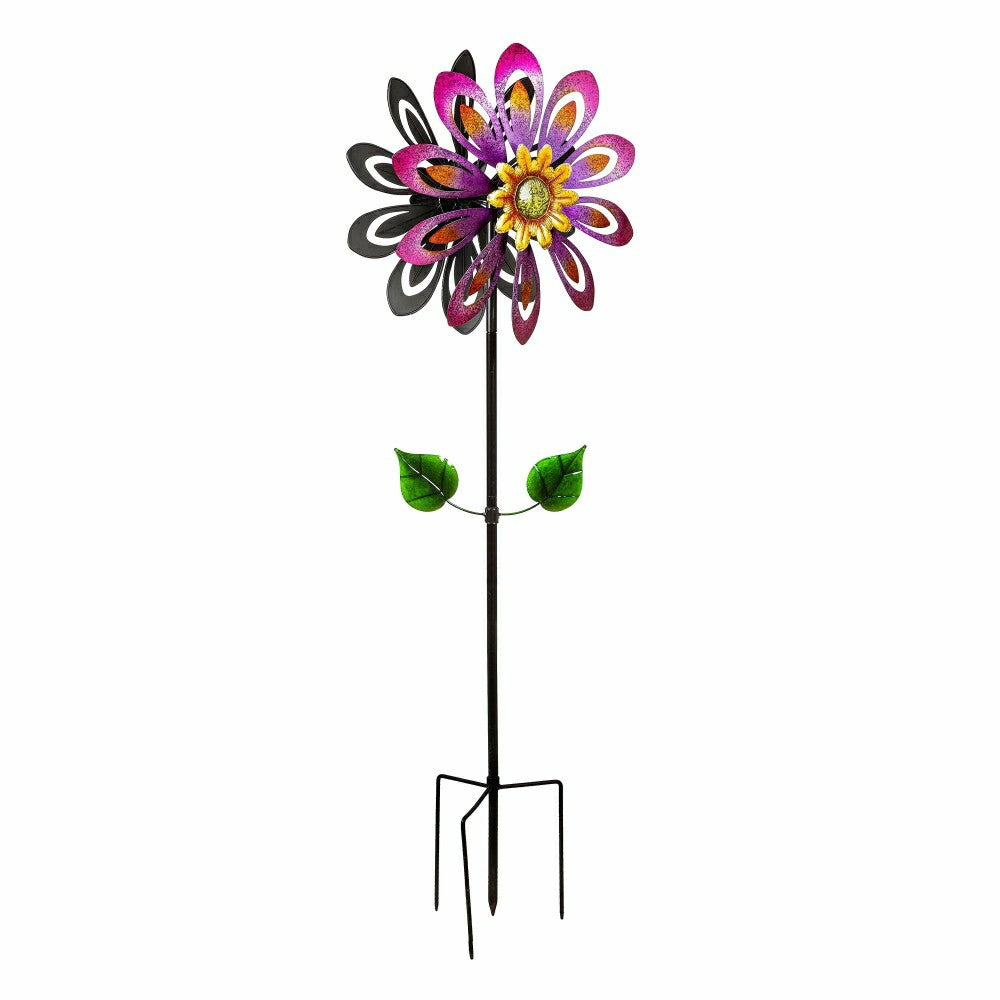 Plow & Hearth Violet Flower Wind Spinner