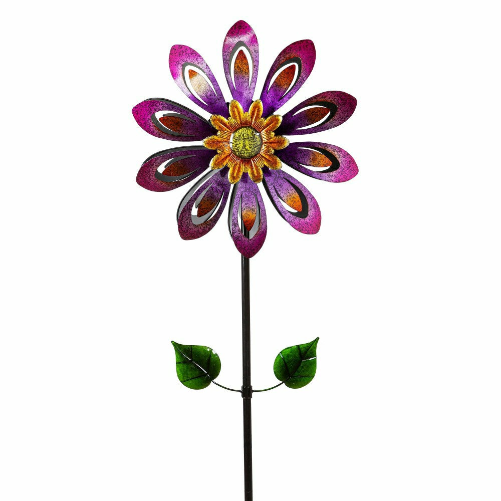Plow & Hearth Violet Flower Wind Spinner