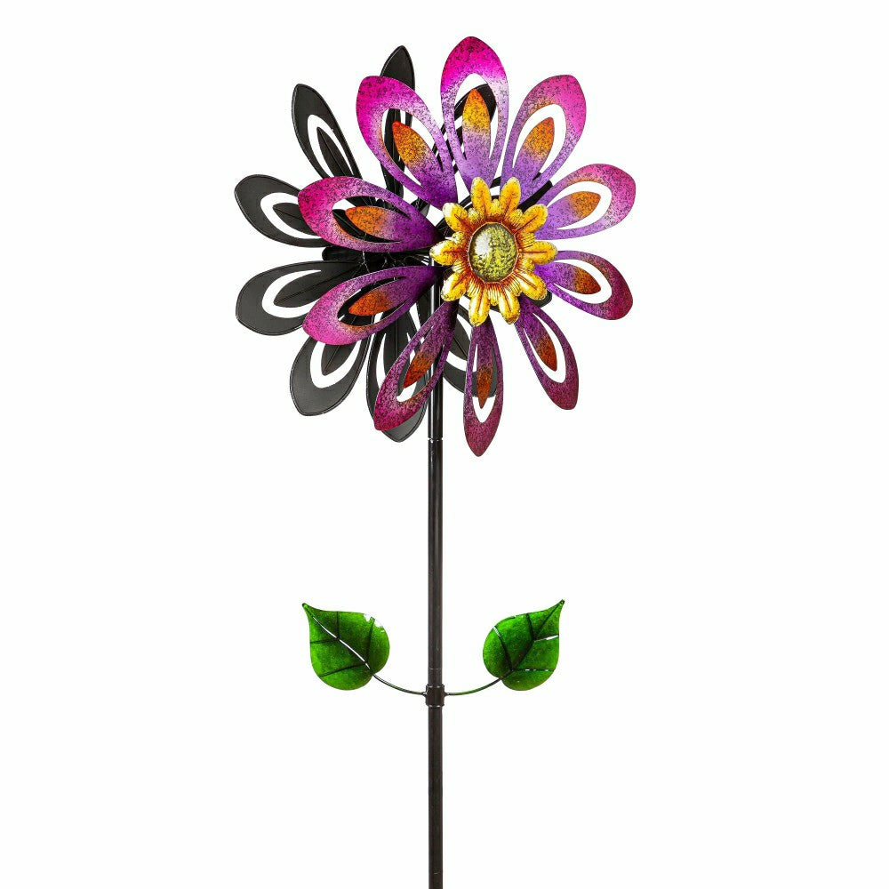 Plow & Hearth Violet Flower Wind Spinner