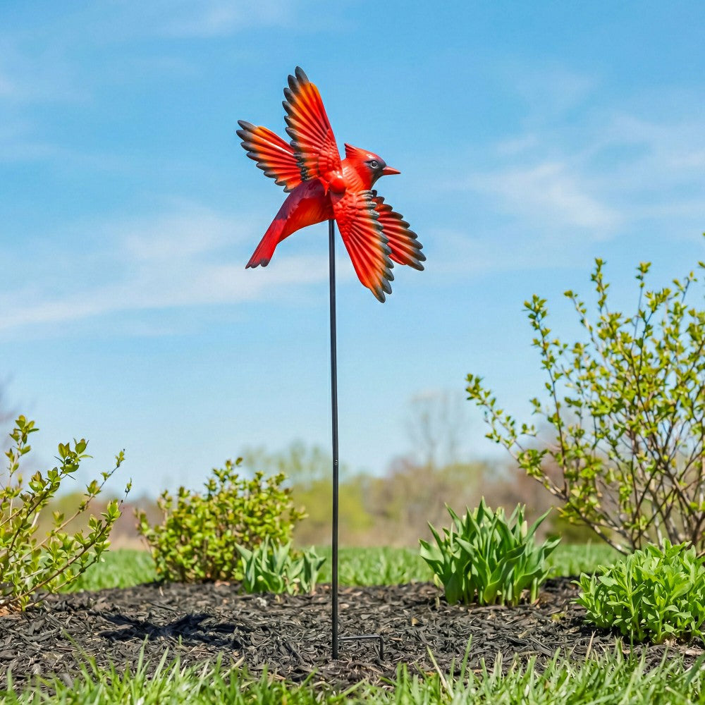 Plow & Hearth Metal Cardinal Spinner Stake