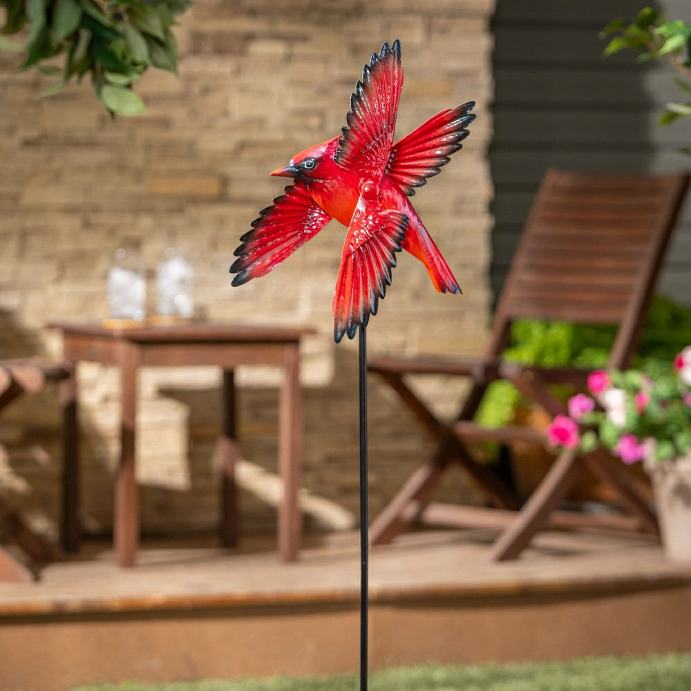Plow & Hearth Metal Cardinal Spinner Stake