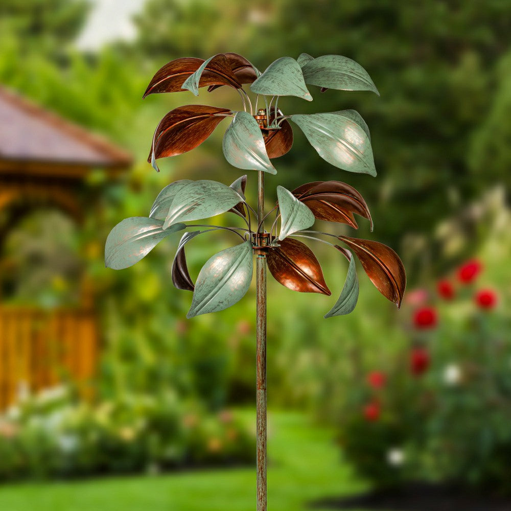 Plow & Hearth Verdigris & Copper Leaf Wind Spinner, 96" H