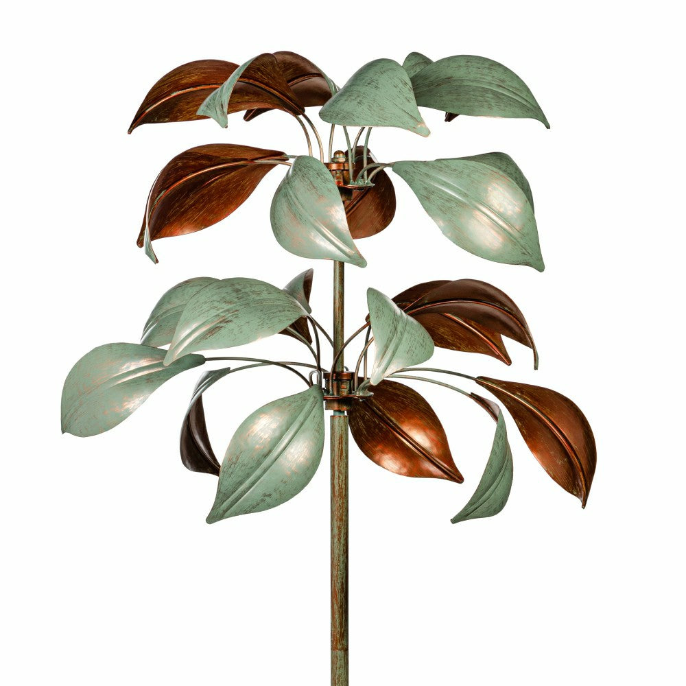 Plow & Hearth Verdigris & Copper Leaf Wind Spinner, 96" H