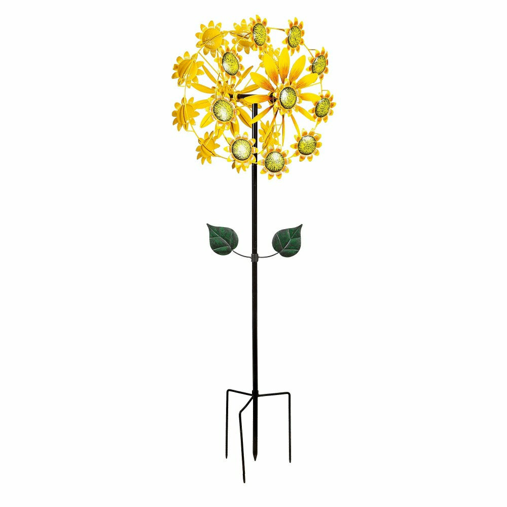 Plow & Hearth 75"H Double Sunflower Wind Spinner