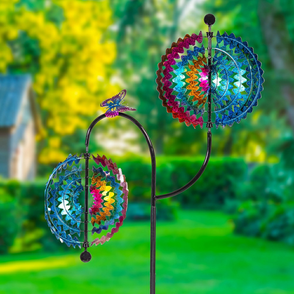 Plow & Hearth Rainbow Whirl Wind Spinner 73"H