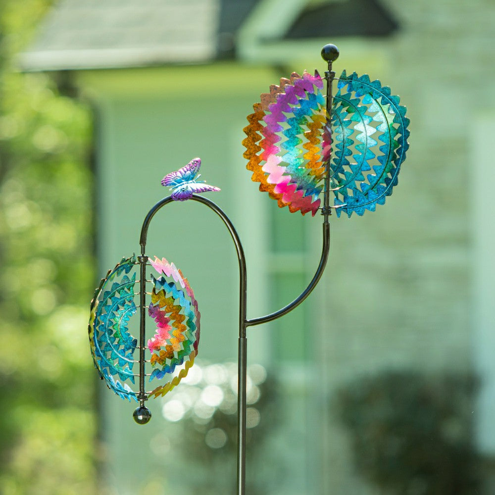 Plow & Hearth Rainbow Whirl Wind Spinner 73"H
