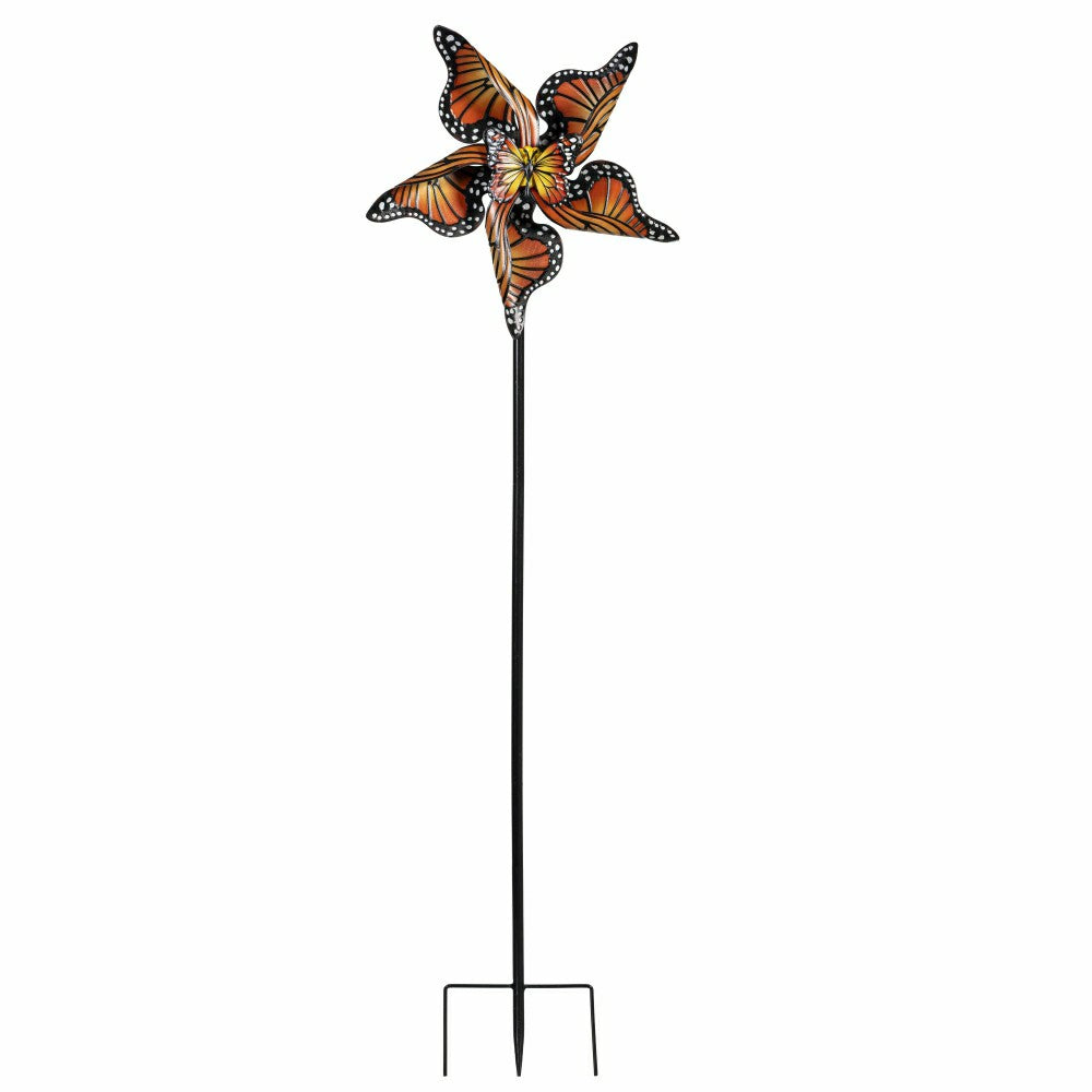 Plow & Hearth Monarch Butterfly Metal Wind Spinner 48"H