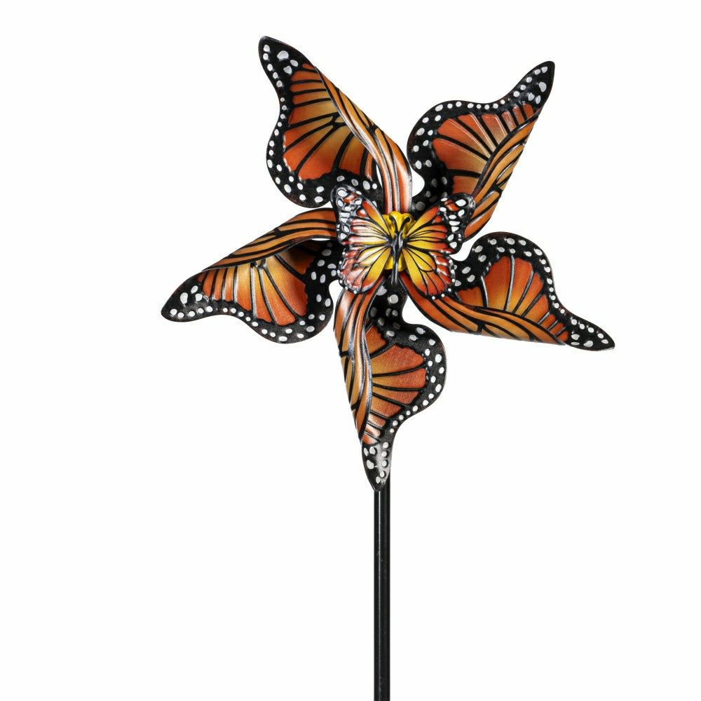 Plow & Hearth Monarch Butterfly Metal Wind Spinner 48"H