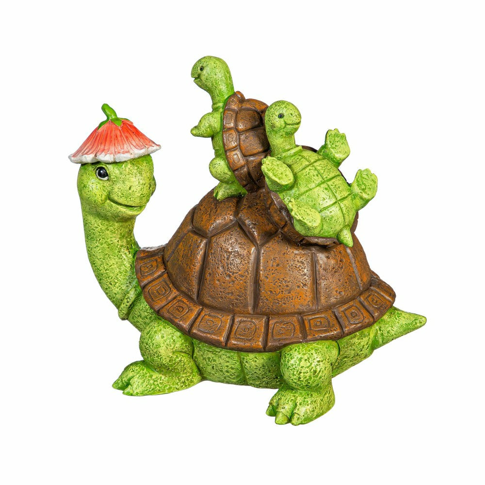 Plow & Hearth Turtle With Kids Garden Statue, 7"H