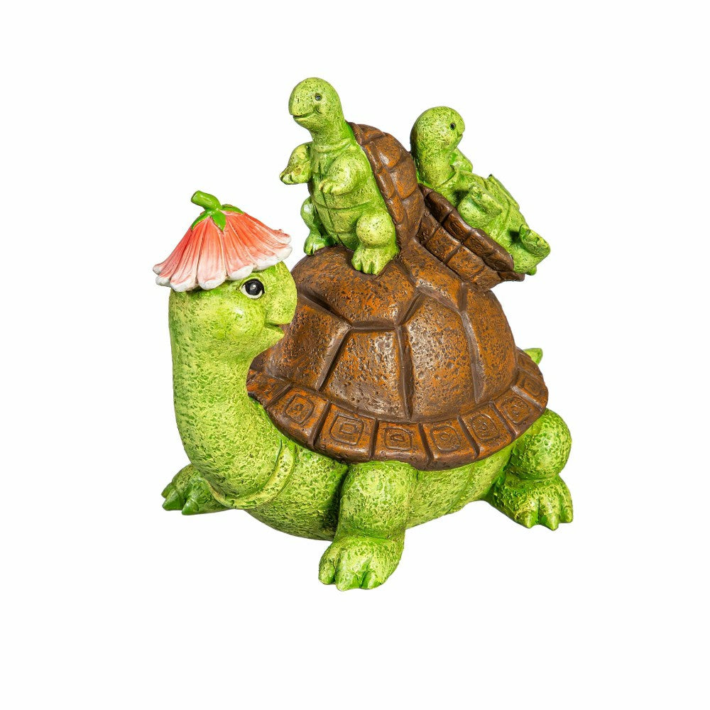 Plow & Hearth Turtle With Kids Garden Statue, 7"H