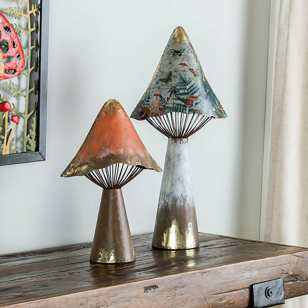 Plow & Hearth Printed Metal Mushroom Garden Statue