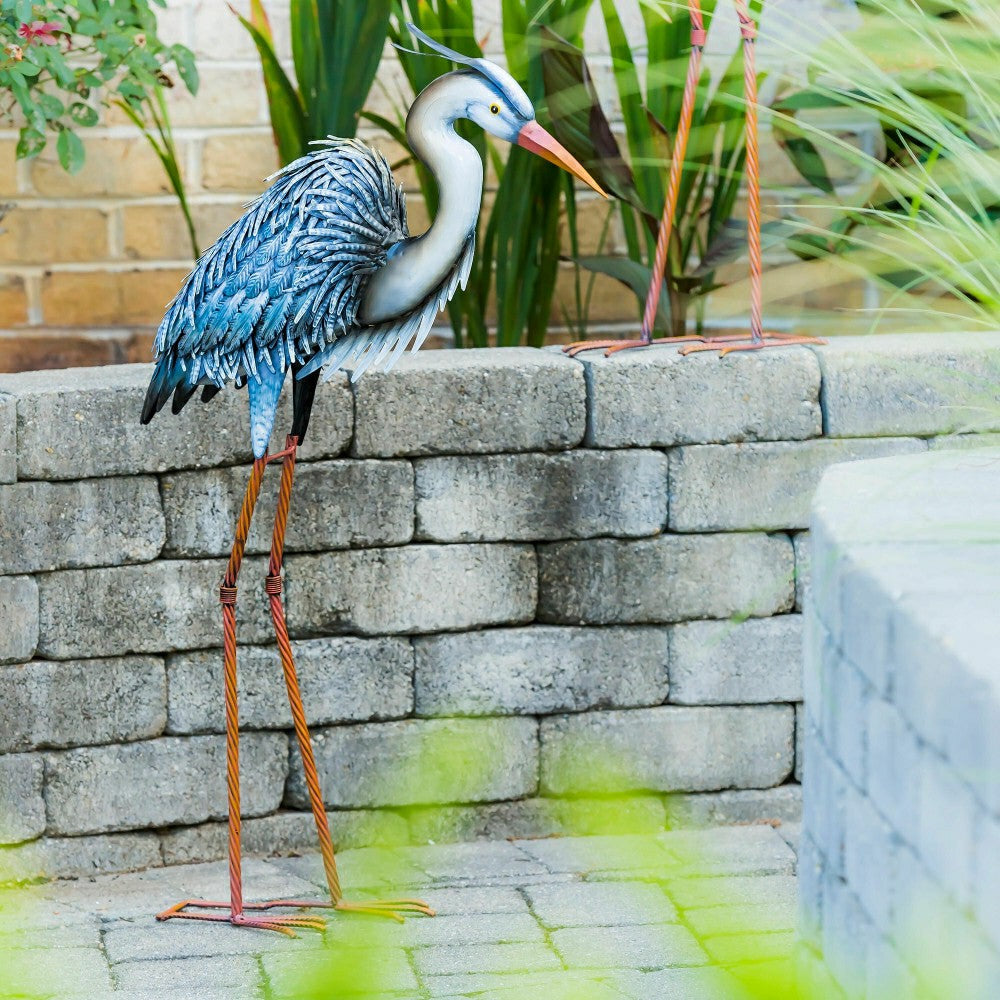 Plow & Hearth Grey Heron Metal Garden Statue, 33"H