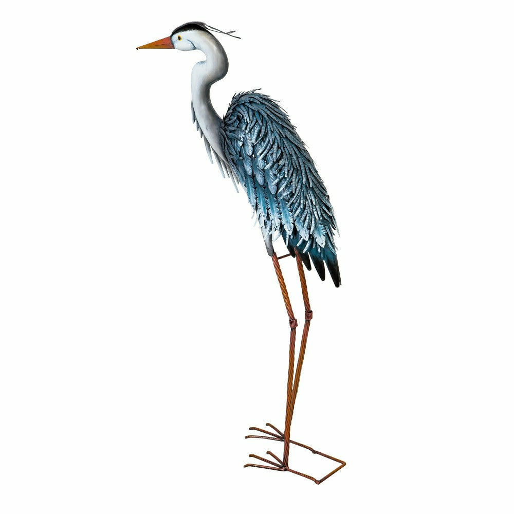 Plow & Hearth Grey Heron Metal Garden Statue, 33"H