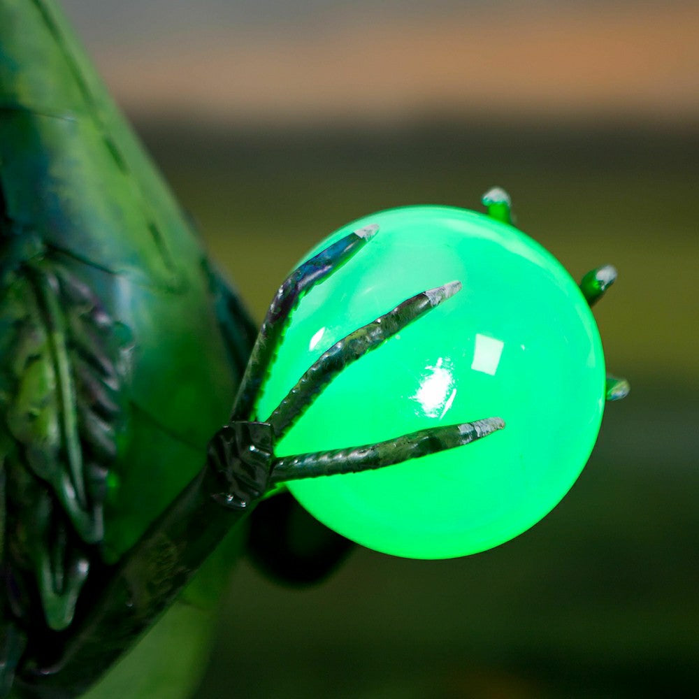 Plow & Hearth Green Dragon Statue with Solar Pearl