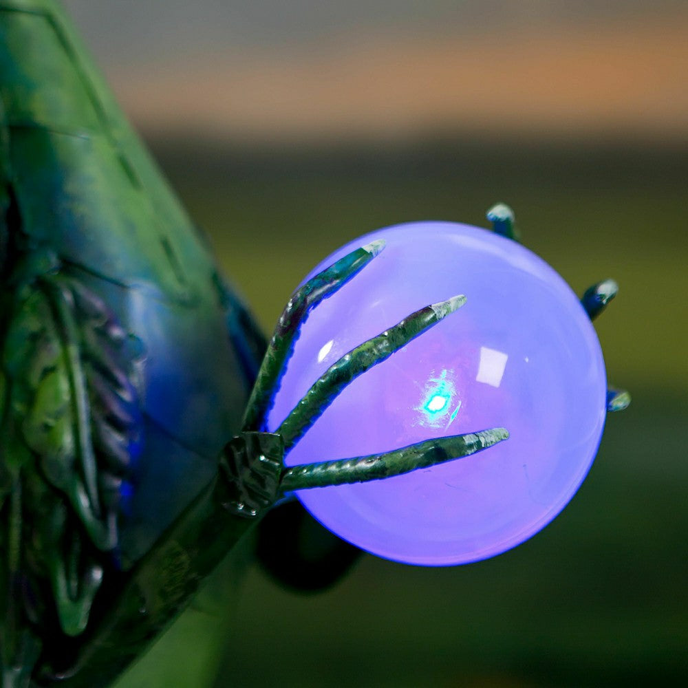 Plow & Hearth Green Dragon Statue with Solar Pearl