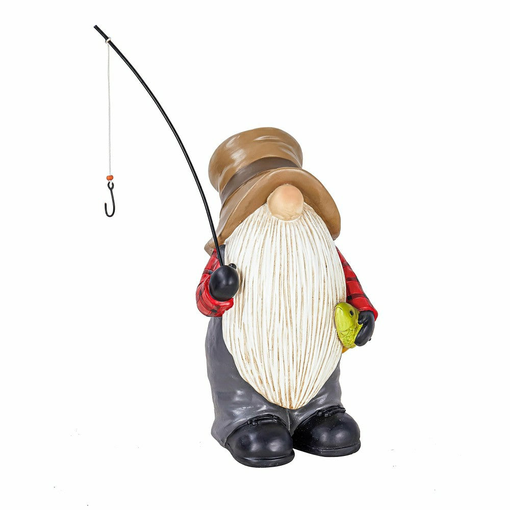 Plow & Hearth 8"H Fishing Gnome Garden Statuary