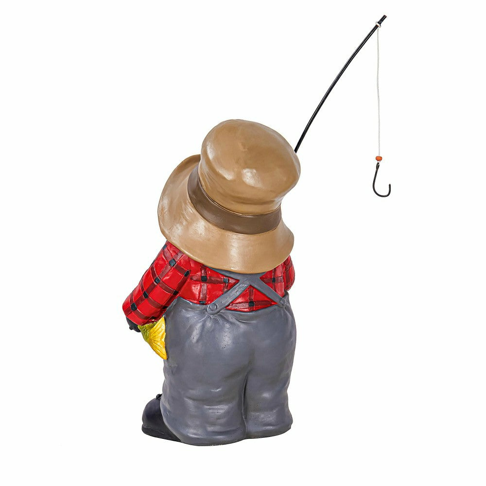 Plow & Hearth 8"H Fishing Gnome Garden Statuary