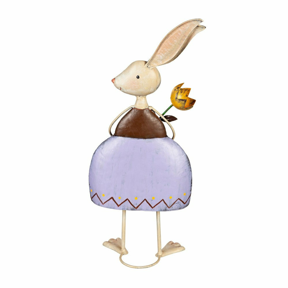 Plow & Hearth Metal Bunny With Flower Garden Statue