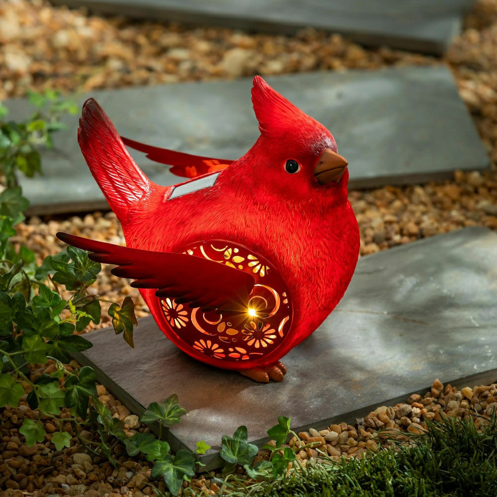 Plow & Hearth Solar Engraved Cardinal Memorial Garden Statue, 9"H