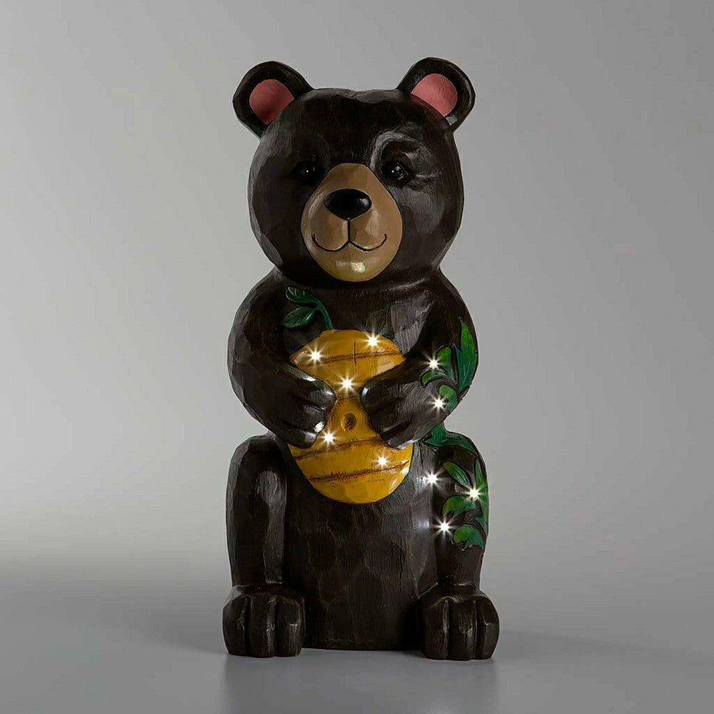 Plow & Hearth Petal & Plow Garden Statue, LED Bear, 18"H