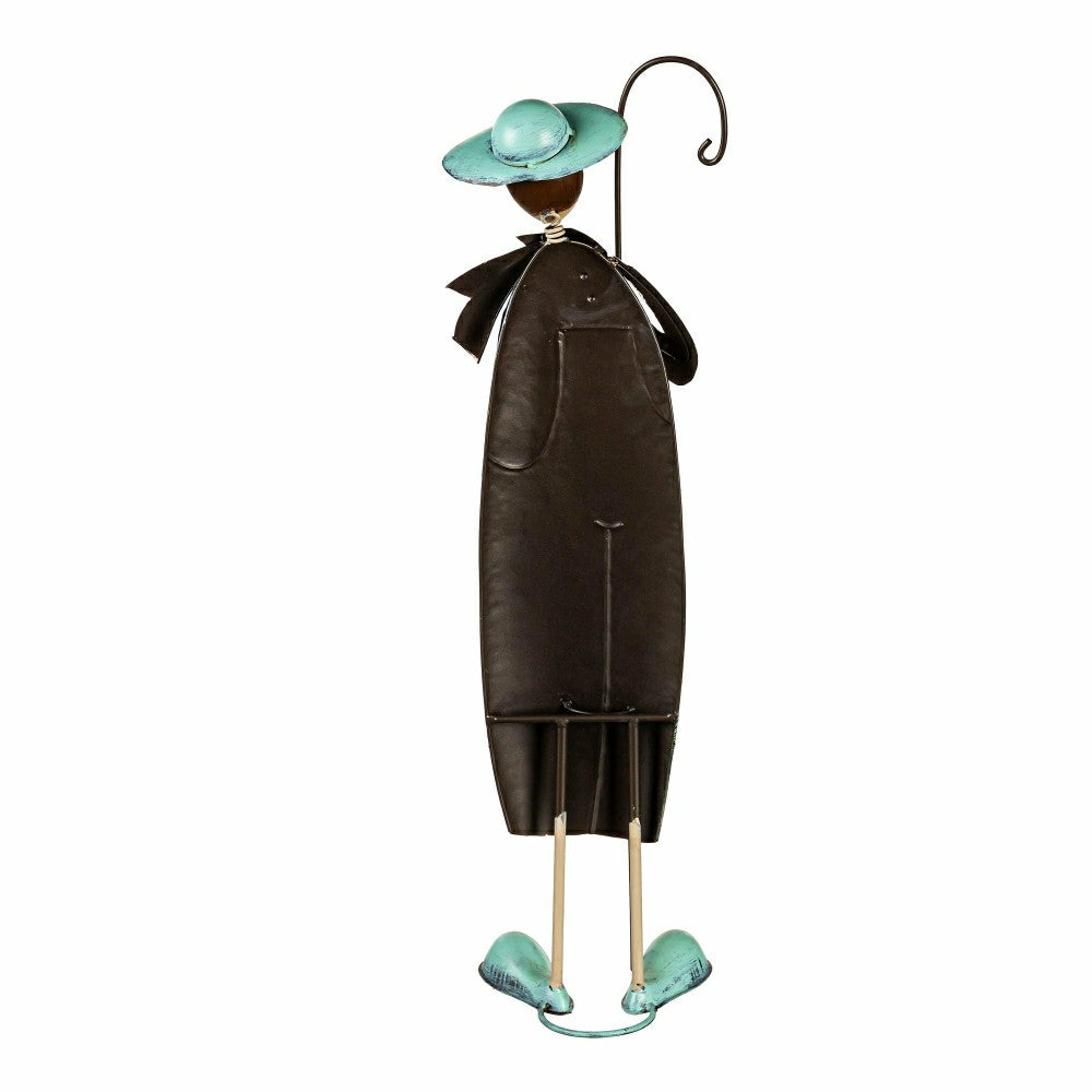 Plow & Hearth Metal Lantern Farmer Statue