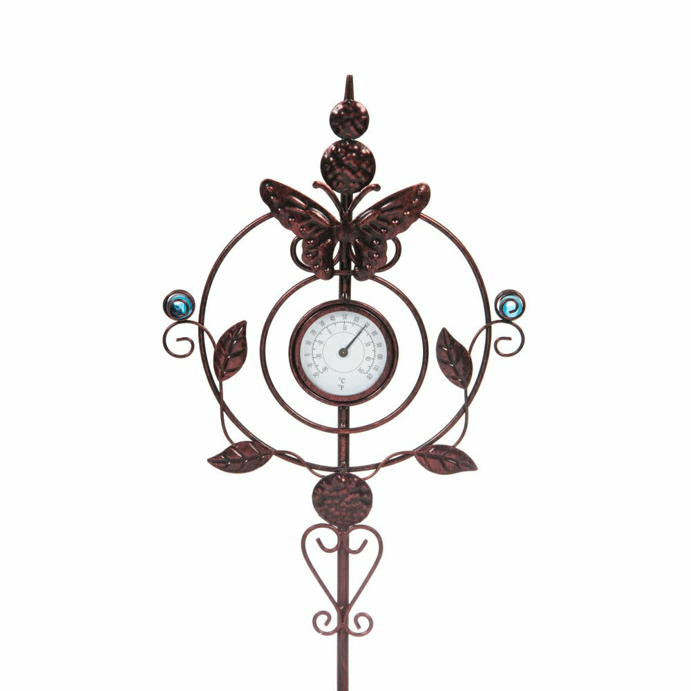 Plow & Hearth 32"H Thermometer Butterfly Garden Stake