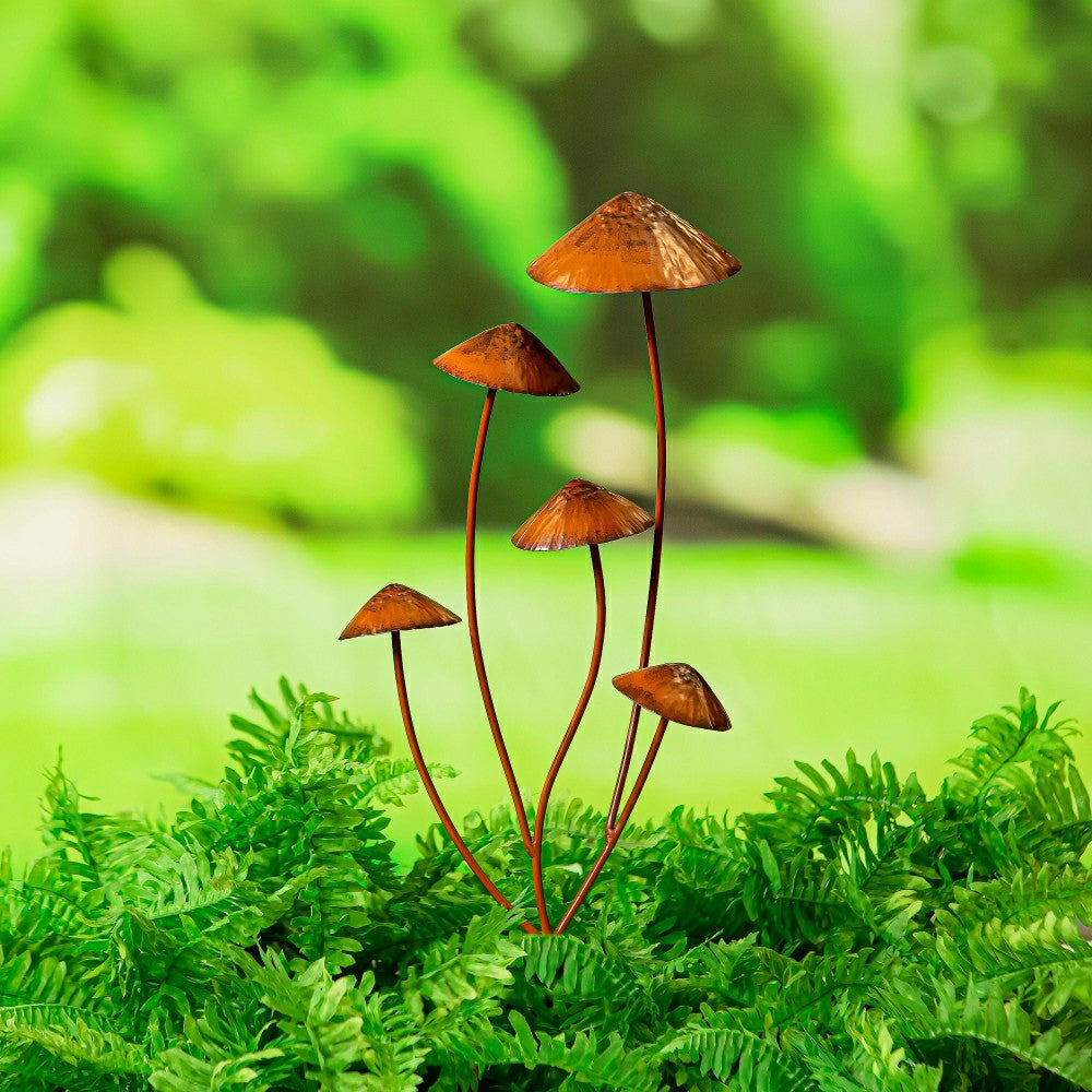 Plow & Hearth Mushroom Garden of Wonder Garden Metal Stake, 28"