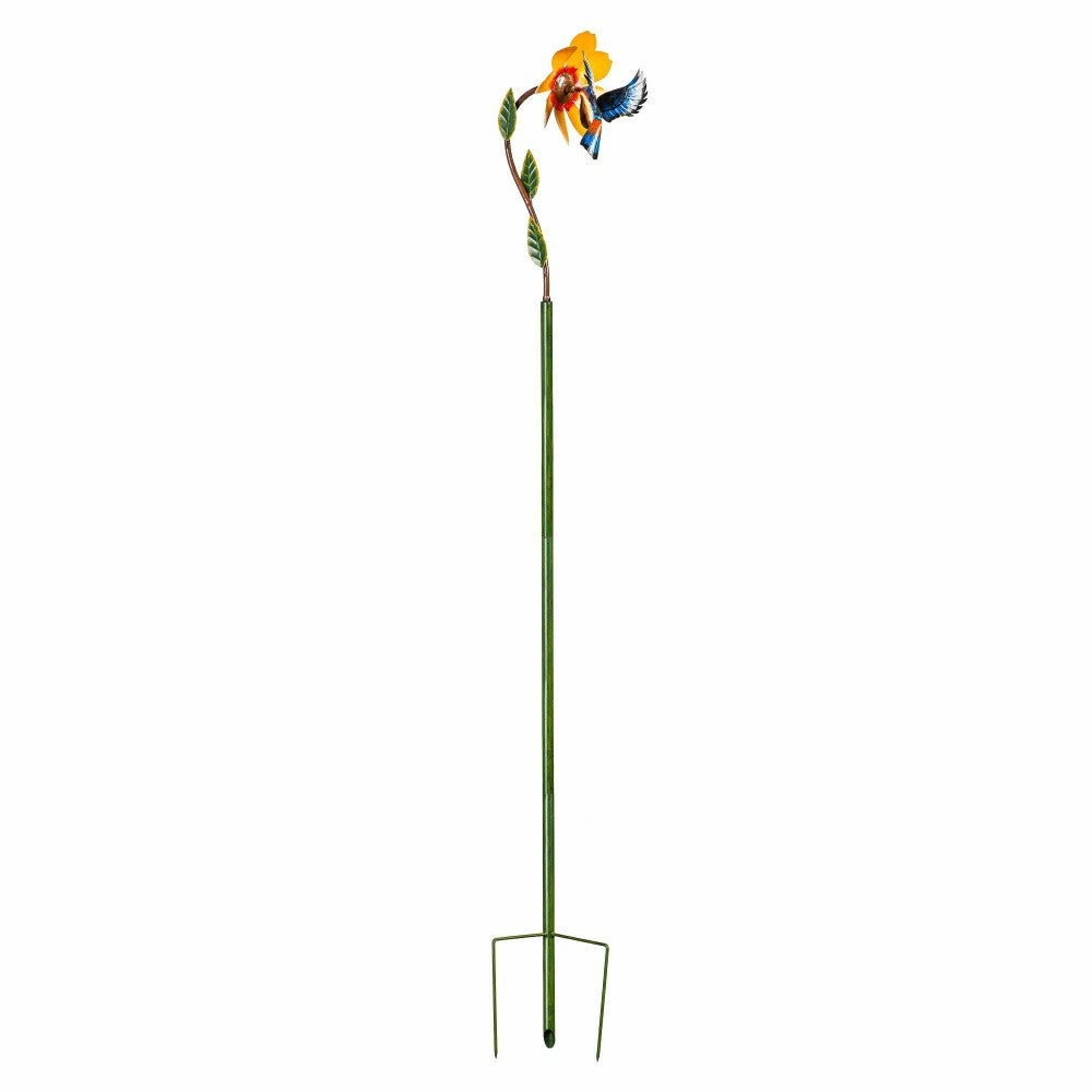 Plow & Hearth Metal Bird and Yellow Flower Spinner