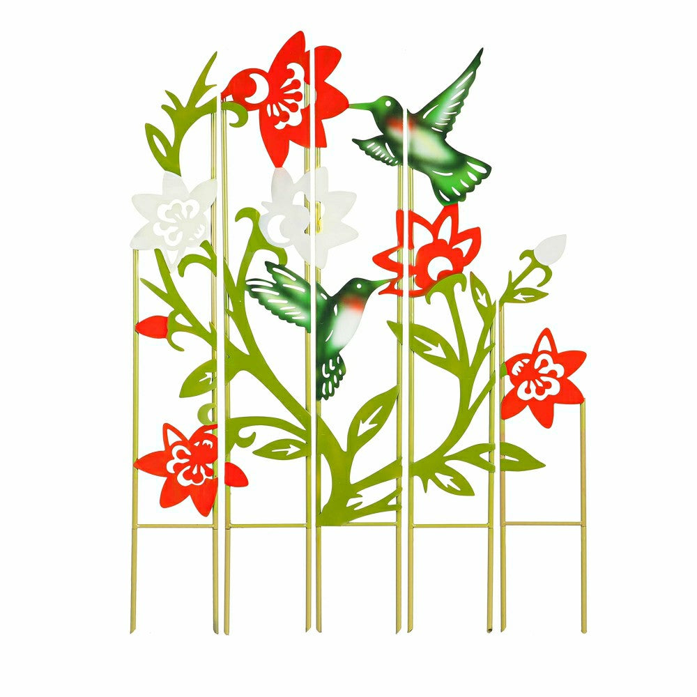 Plow & Hearth Metal Hummingbird Landscape Panel Stake Set