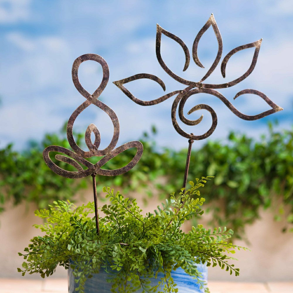 Plow & Hearth Lotus Zen Symbols Metal Garden Stake
