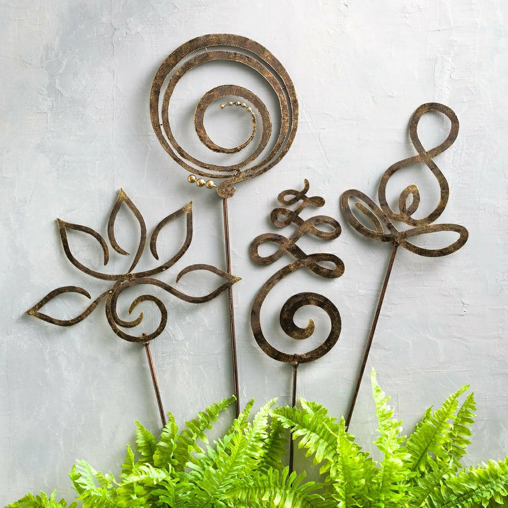 Plow & Hearth Lotus Zen Symbols Metal Garden Stake